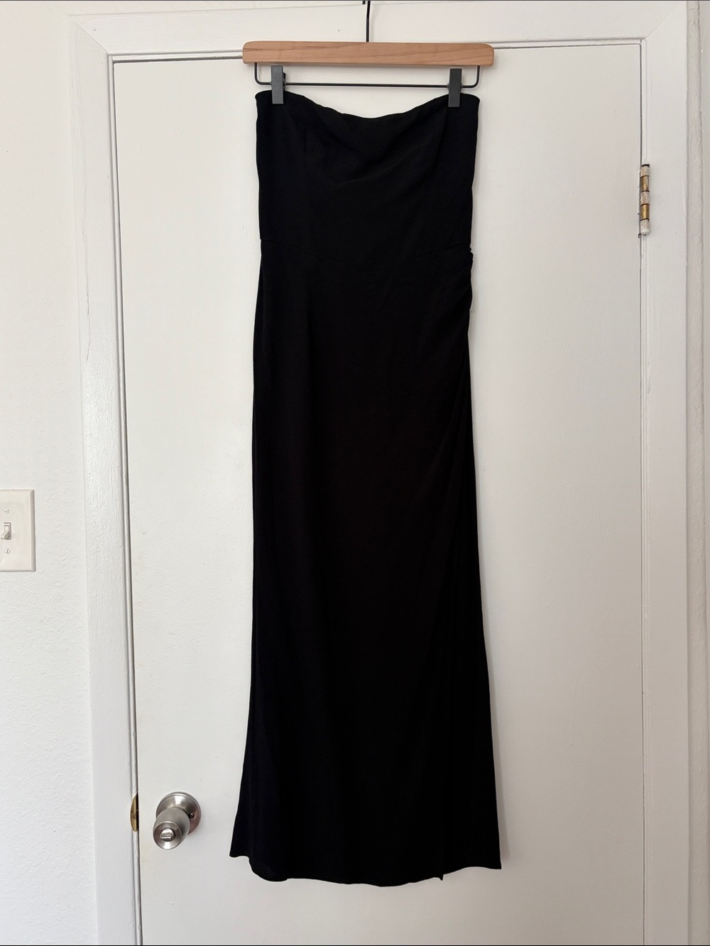 Reformation Strapless High Slit Dress